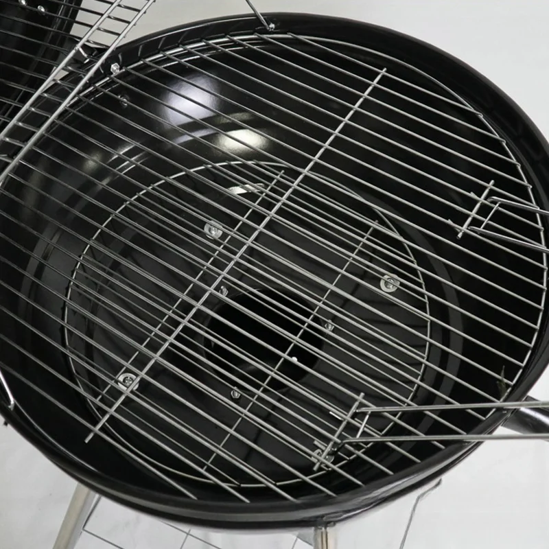 FLAMORA  - Barbecue à charbon Cuve et couvercle en acier avec cendrier amovible et roues de transport - Noir 9
