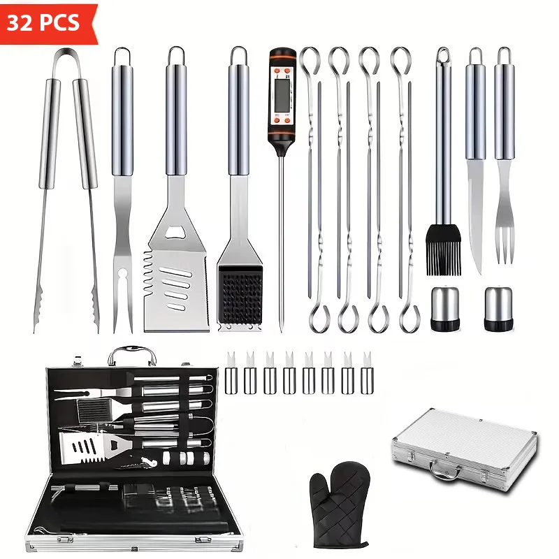 FLAMORA  - Pack Barbecue &amp; Accessoires - Barbecue à Charbon 43,5 cm avec Thermomètre Plus Kit BBQ  32 Pièces - Noir 6