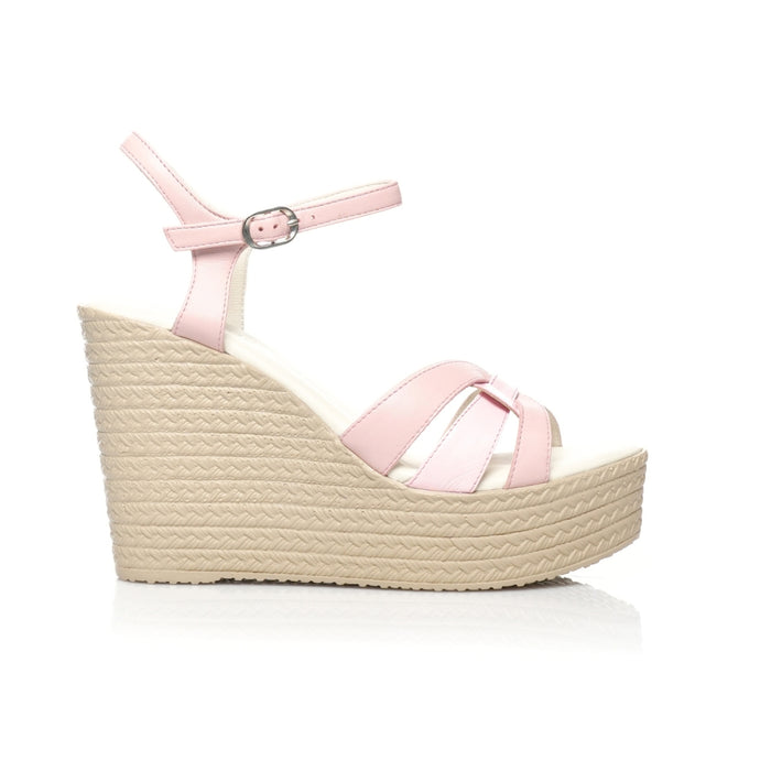 Seaside – Sandales compensées Cuir E26-7985 – Rose