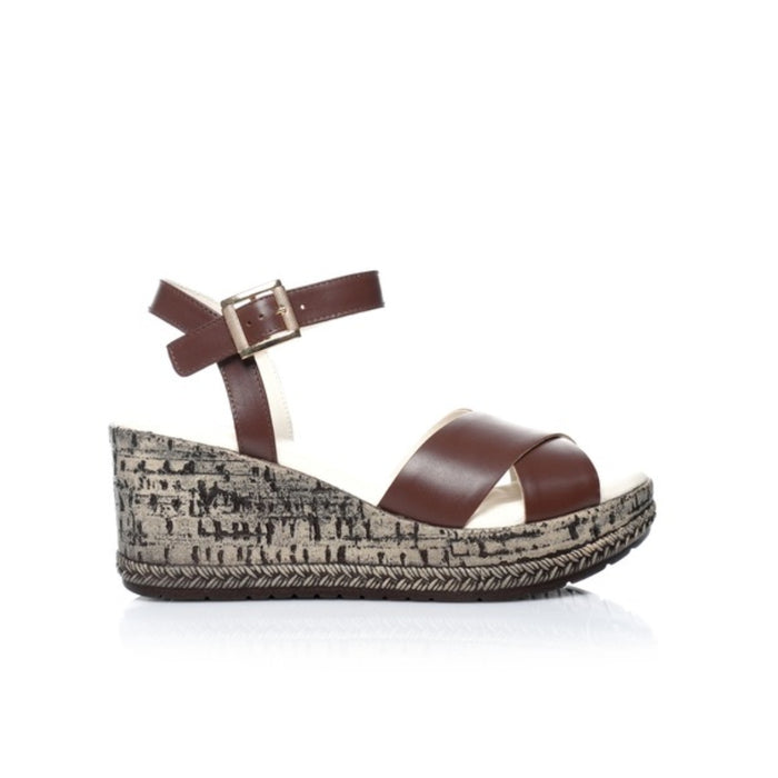 Seaside – Sandales compensées Cuir E26-8953 – Chocolat