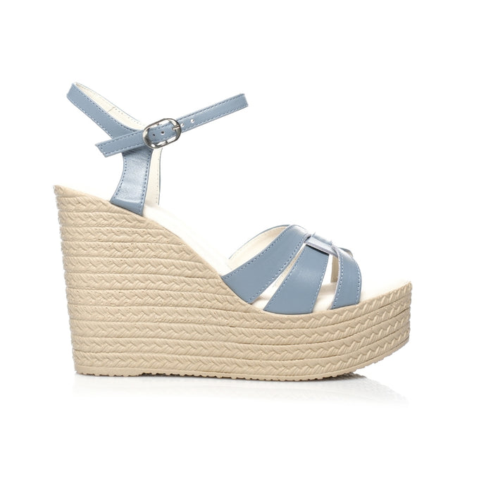 Seaside – Sandales compensées Cuir E26-7985 – Bleu