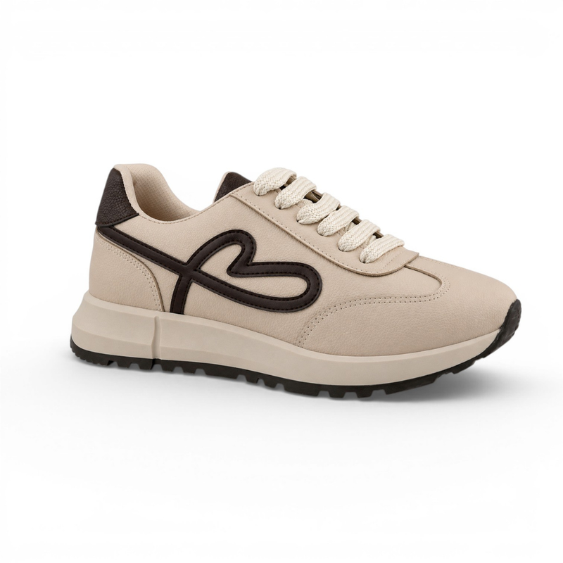 Joelle -Basket / Sneaker pour Femme Ref 1838 – Beige Marron