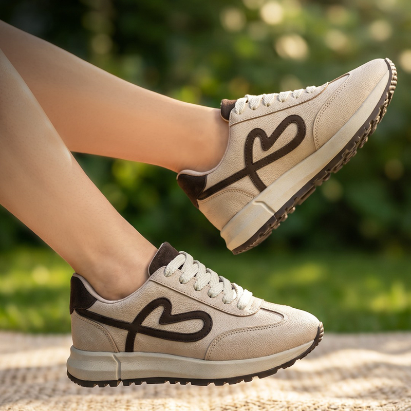 Joelle -Basket / Sneaker pour Femme Ref 1838 - Beige Marron 3