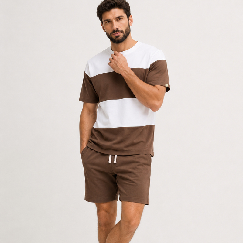 Belvie – Ensemble Rayé Marron