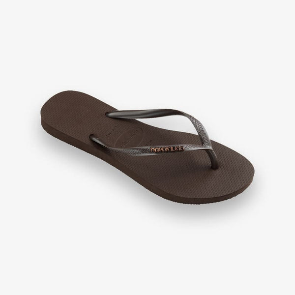 Havaianas – Slim Logo Metallic – Marron Foncé