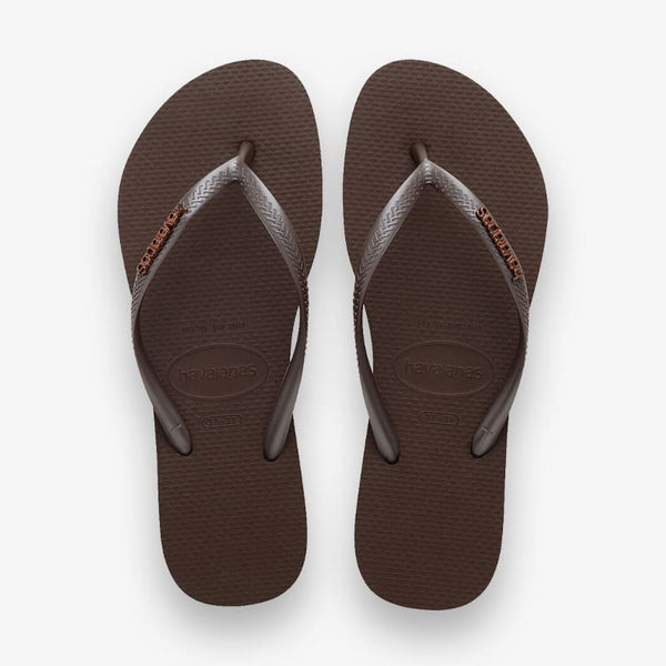Havaianas - Slim Logo Metallic - Marron Foncé 3