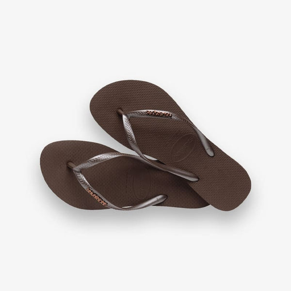Havaianas - Slim Logo Metallic - Marron Foncé 4