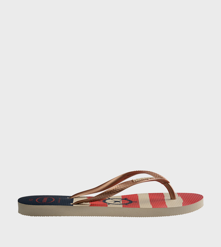 Havaianas -Slim Nautical Flip Flops - Beige Rose Gold 2