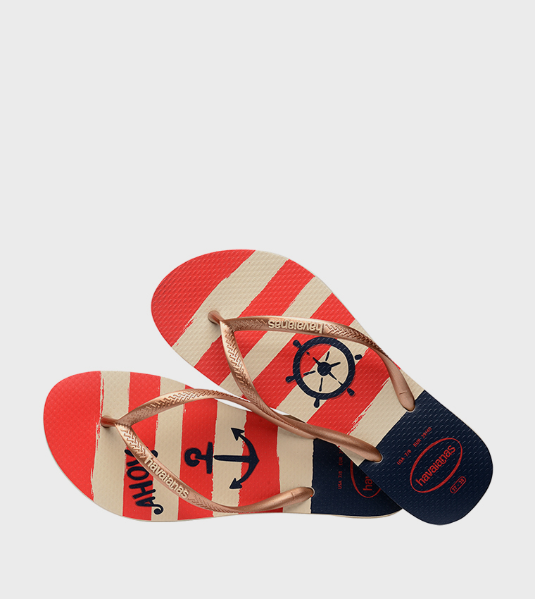 Havaianas -Slim Nautical Flip Flops - Beige Rose Gold 3