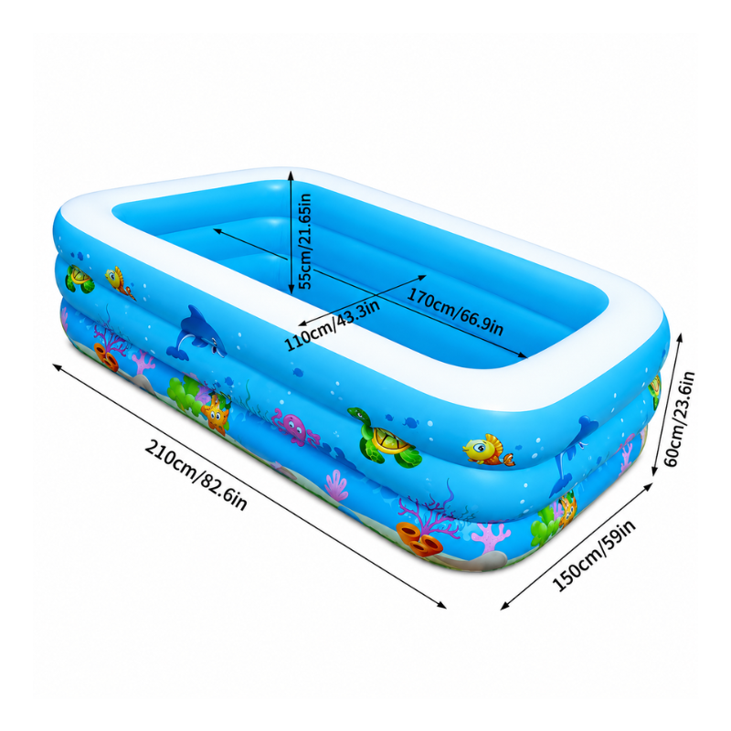NEST â Piscine Gonflable Rectangulaire 210X150X60cm â Bleu