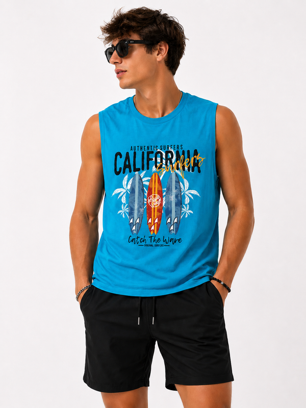 MB - Débardeur Homme California - Bleu Ciel