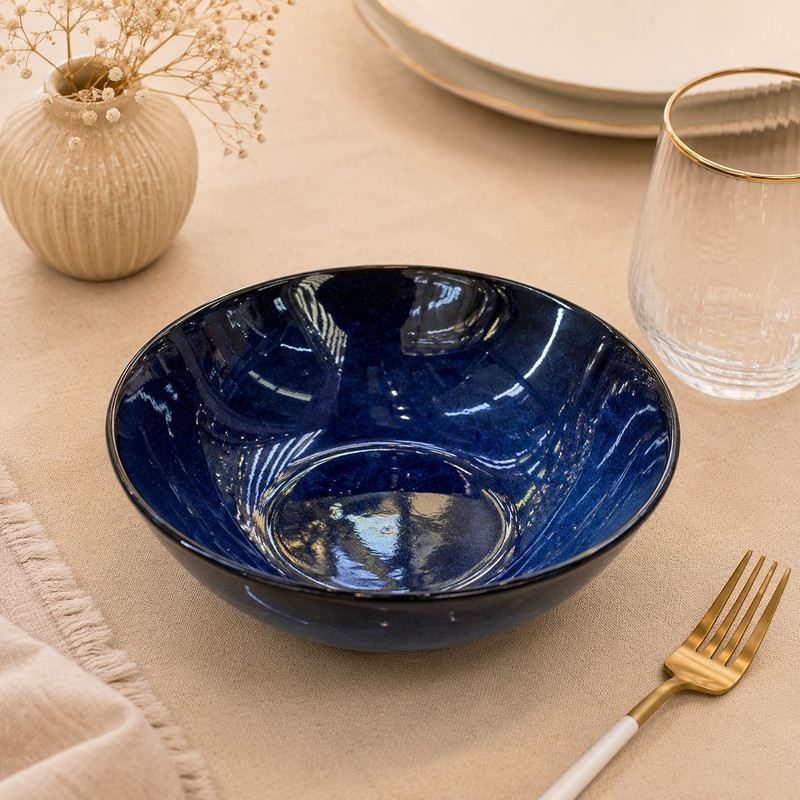 ARCADO - Service à Table en Céramique Élégance Réactive 20 Pièces - Bleu Nuit 2