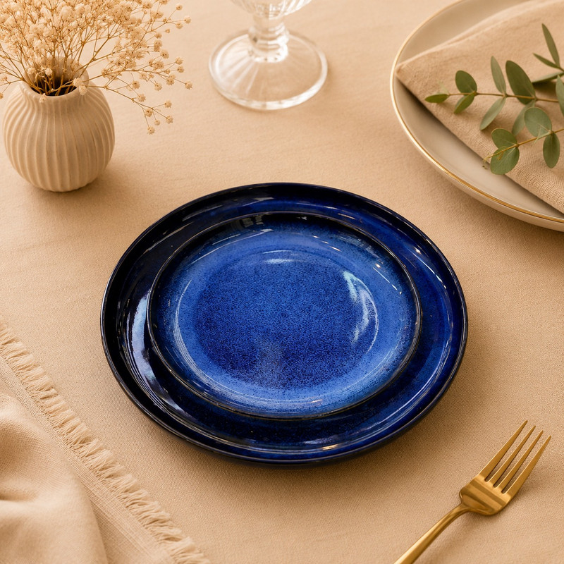 ARCADO - Service à Table en Céramique Élégance Réactive 20 Pièces - Bleu Nuit 6