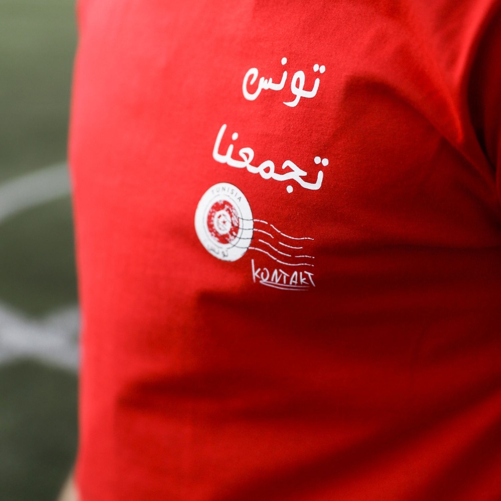 Kontakt - T-shirt unisexe manches courtes contrasté ???? ?????? - Rouge 2