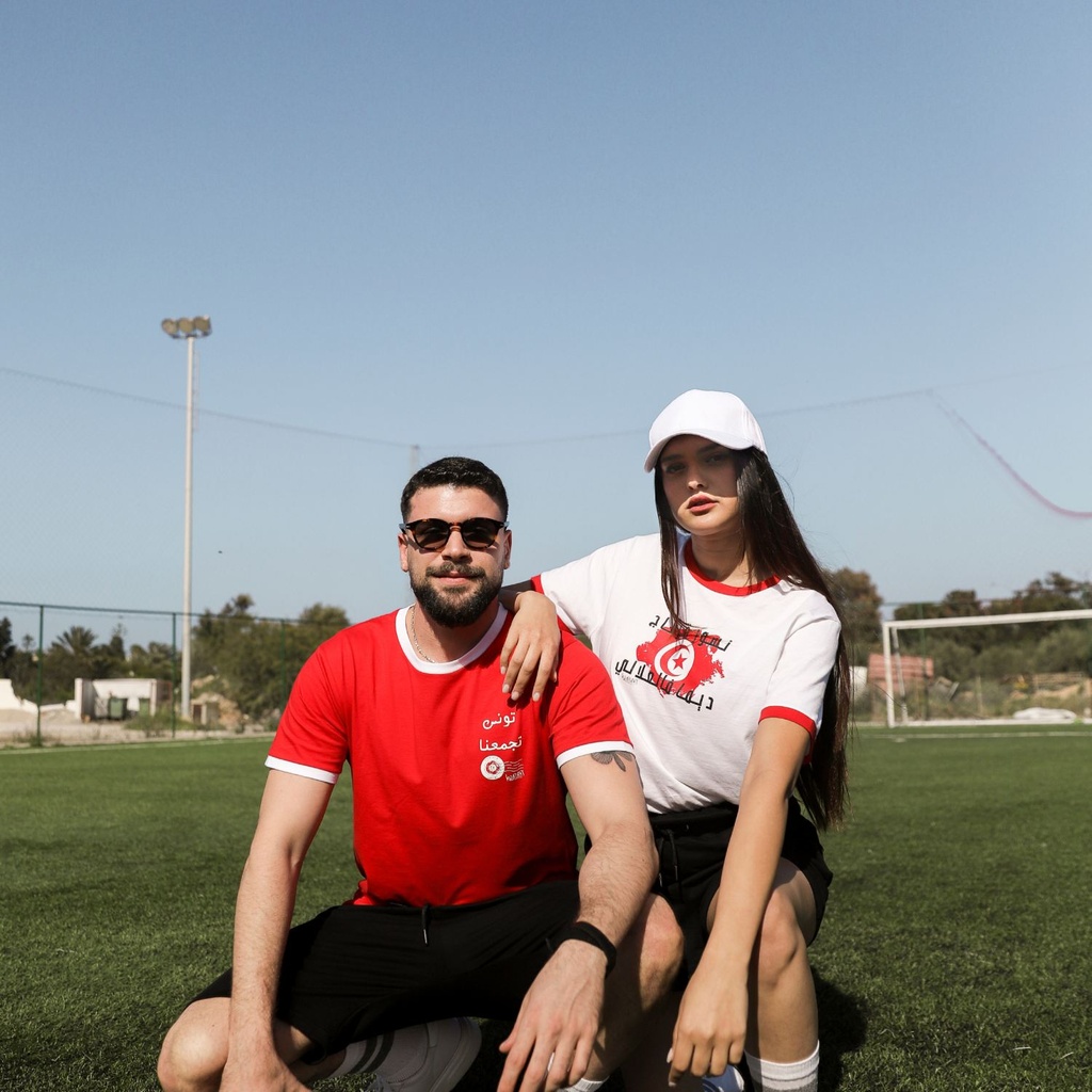 Kontakt - T-shirt unisexe manches courtes contrasté ???? ?????? - Rouge 3