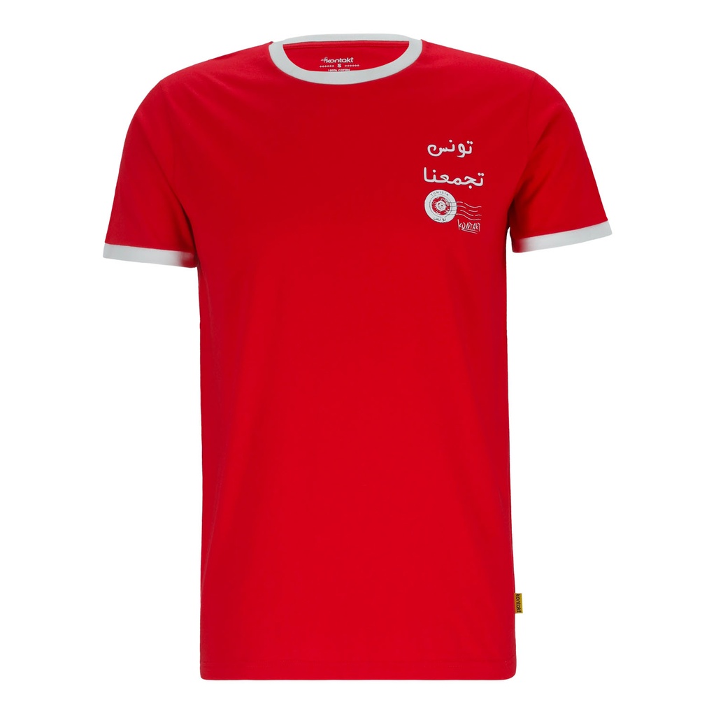Kontakt - T-shirt unisexe manches courtes contrasté ???? ?????? - Rouge 4