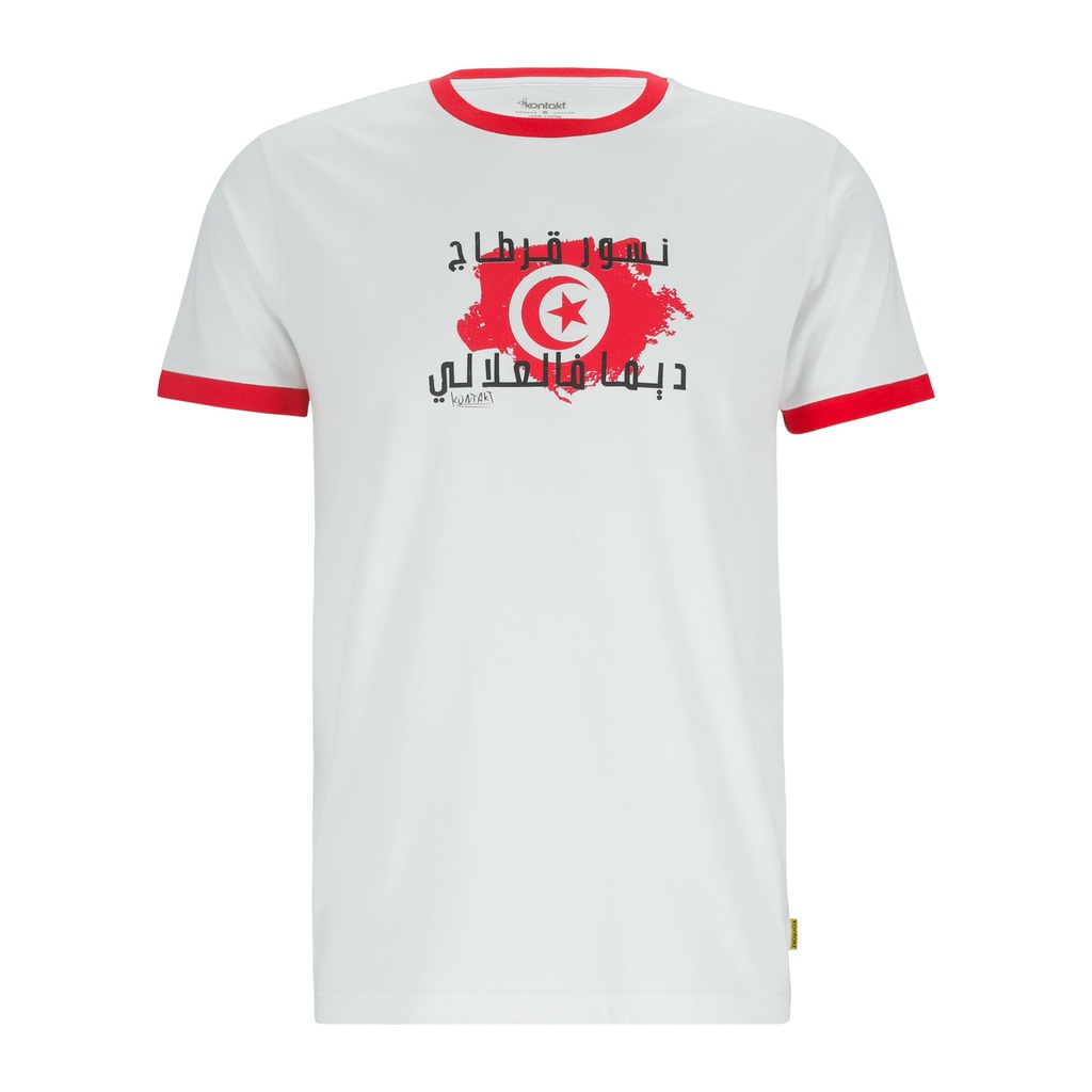 Kontakt - T-shirt unisexe manches courtes contrasté ???? ????? ???? ???????? - Blanc 4