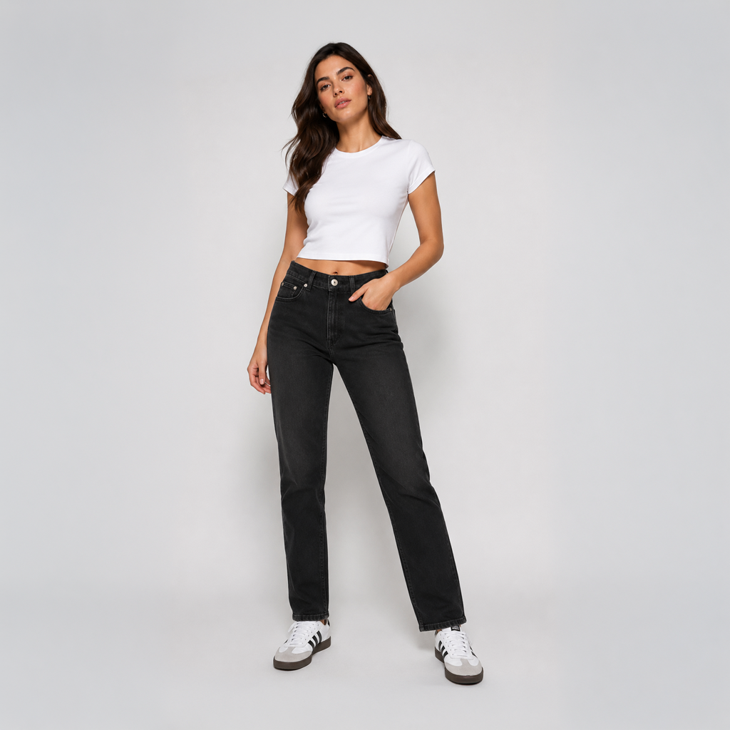 White Pigeon - PANTALON JEANS SLIM FIT - Noir Vintage