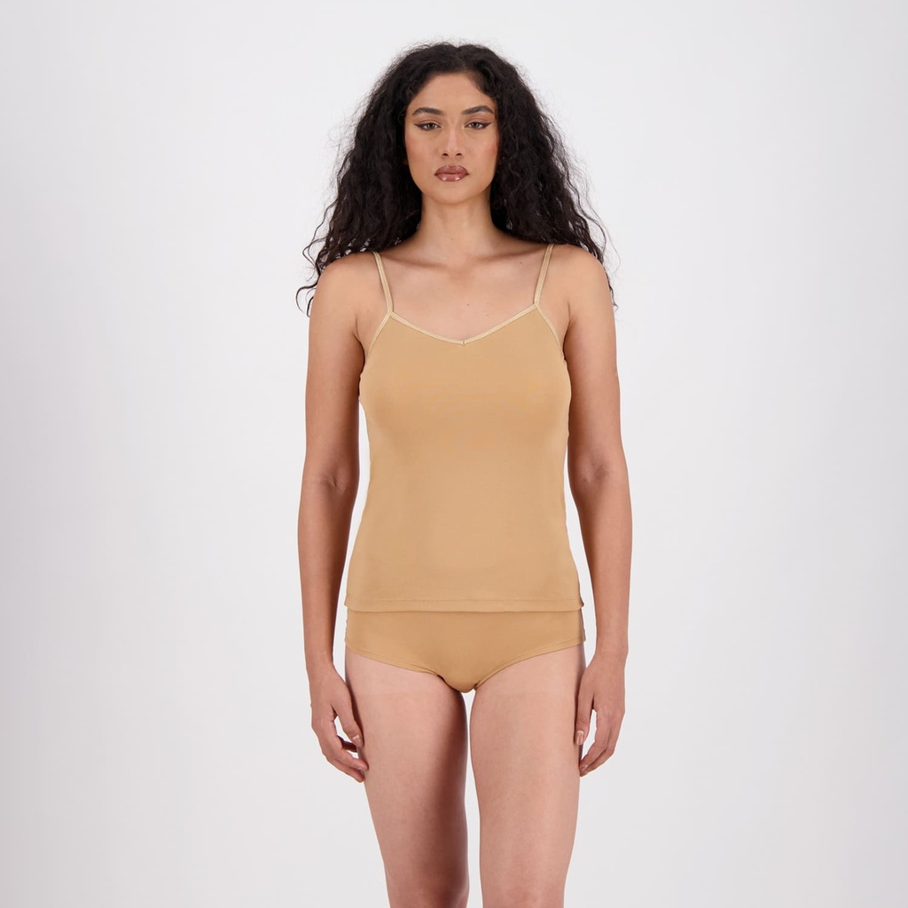 Kontakt – Caraco femme col V en microfibre extensible – Beige