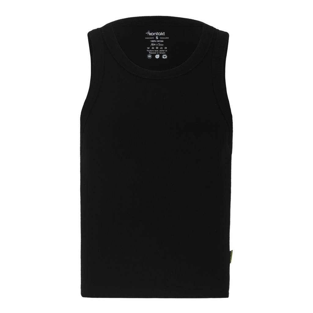 Kontakt – Top côtelé femme avec broderie – Noir
