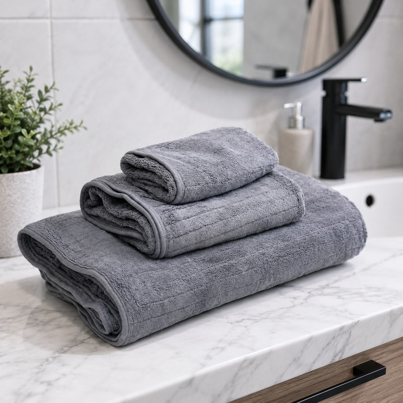 Belinde – Pack de 3 serviettes de bain – Gris