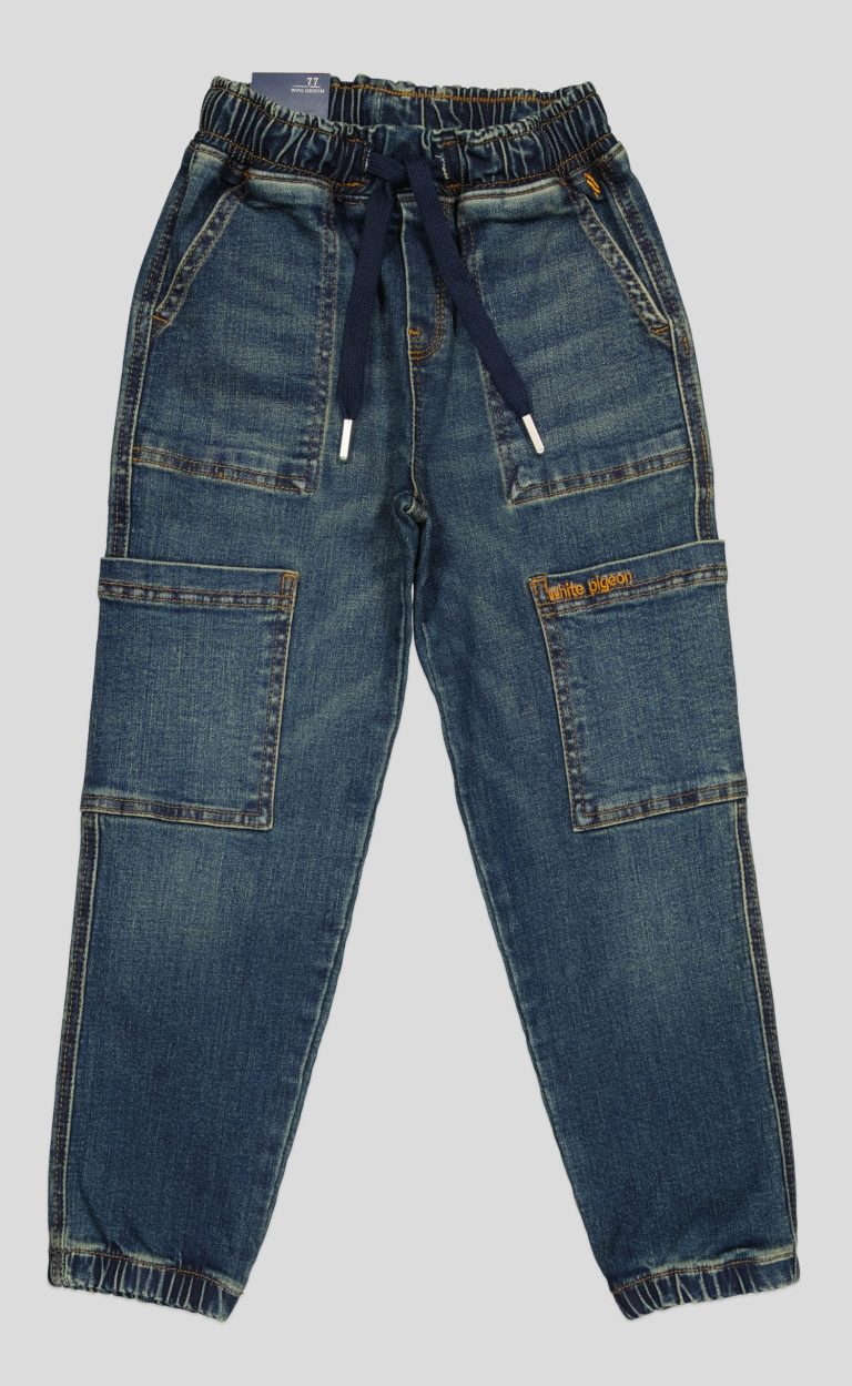 White Pigeon - Pantalon jean cargo garçon - Bleu Foncé 2
