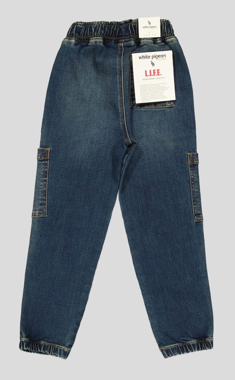 White Pigeon - Pantalon jean cargo garçon - Bleu Foncé 4