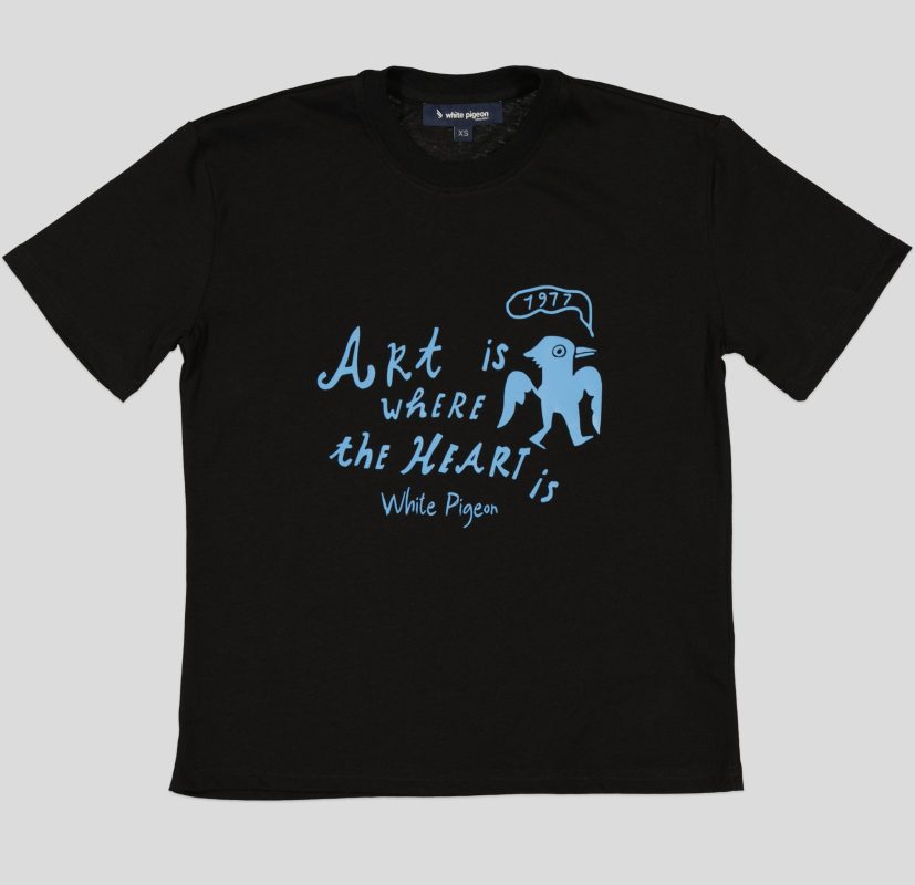 "White Pigeon - T-SHIRT FEMME REGULAR FIT JERSEY ""Art"" - Noir" 2