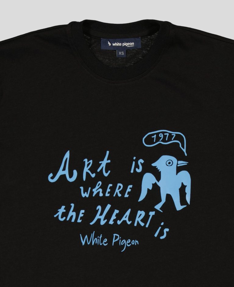 "White Pigeon - T-SHIRT FEMME REGULAR FIT JERSEY ""Art"" - Noir" 3