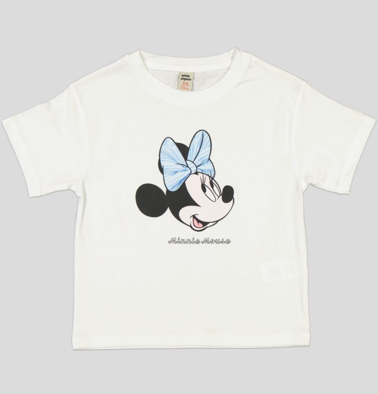 "White Pigeon -T-shirt pour fillette en jersey 100% coton ""Minnie Mouse"" - Blanc" 2