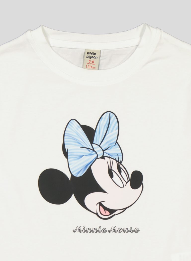 "White Pigeon -T-shirt pour fillette en jersey 100% coton ""Minnie Mouse"" - Blanc" 4