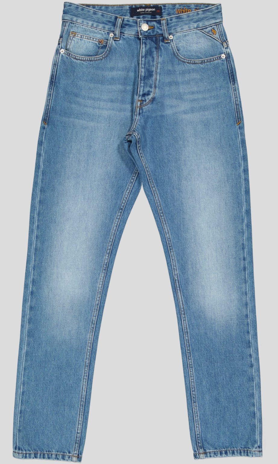 White Pigeon -Jean homme regular fit en denim 100% coton - BLUE USED 2