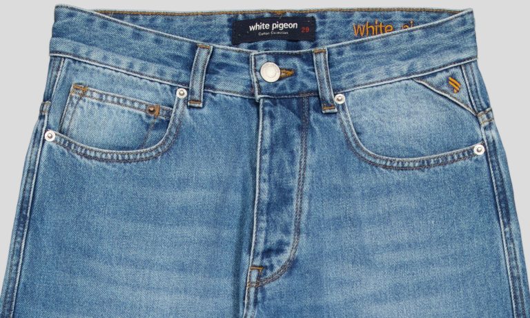 White Pigeon -Jean homme regular fit en denim 100% coton - BLUE USED 3