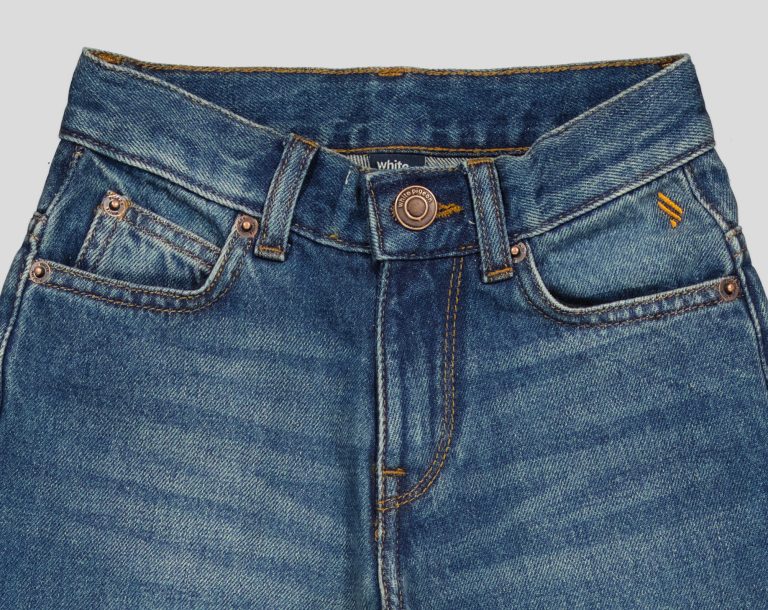 White Pigeon - Jean garçon coupe jogger en denim 100% coton -  BLEU Foncé 3