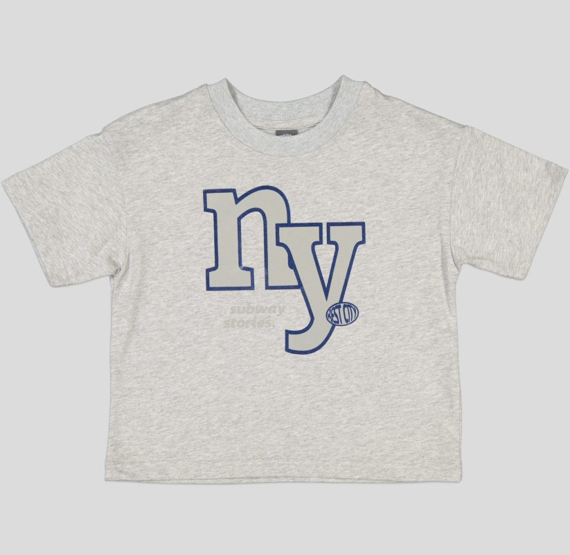 White Pigeon - T-SHIRT GARCON MANCHE COURTE NY - GRIS CHINE 2