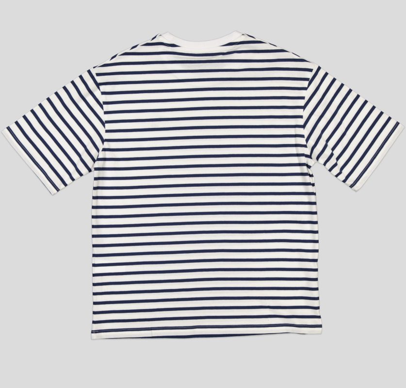 White Pigeon - TSHIRT HOMME COL ROND RAYEE 100 % COTON - Blanc Rayé 3