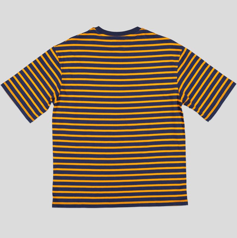 White Pigeon - TSHIRT HOMME COL ROND RAYEE 100 % COTON - Orange Rayé 3