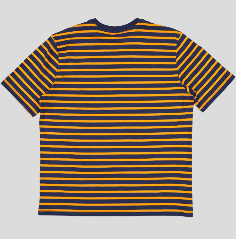 White Pigeon - TSHIRT HOMME COL V EN JERSEY RAYE 100 % COTON - Orange Rayé 3