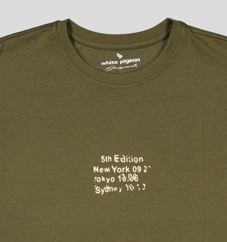 White Pigeon - T-shirt pour homme en jersey 100% coton "5th Edition" - Kaki 3