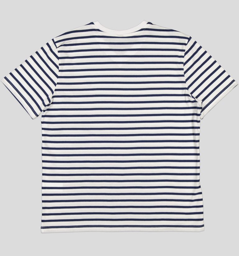 White Pigeon - TSHIRT HOMME COL V EN JERSEY RAYE 100 % COTON - Blanc Rayé 3