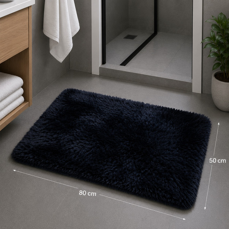 ARCADO – Tapis de salle de bain en peluche – Moyen modèle – Noir