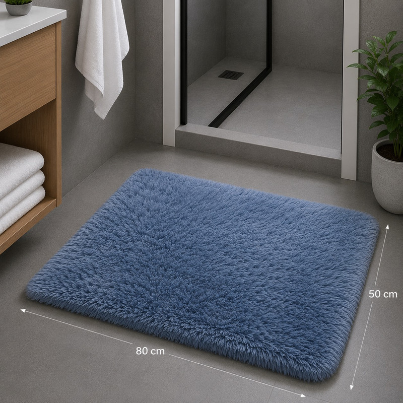 ARCADO – Tapis de salle de bain en peluche – Moyen modèle – Gris