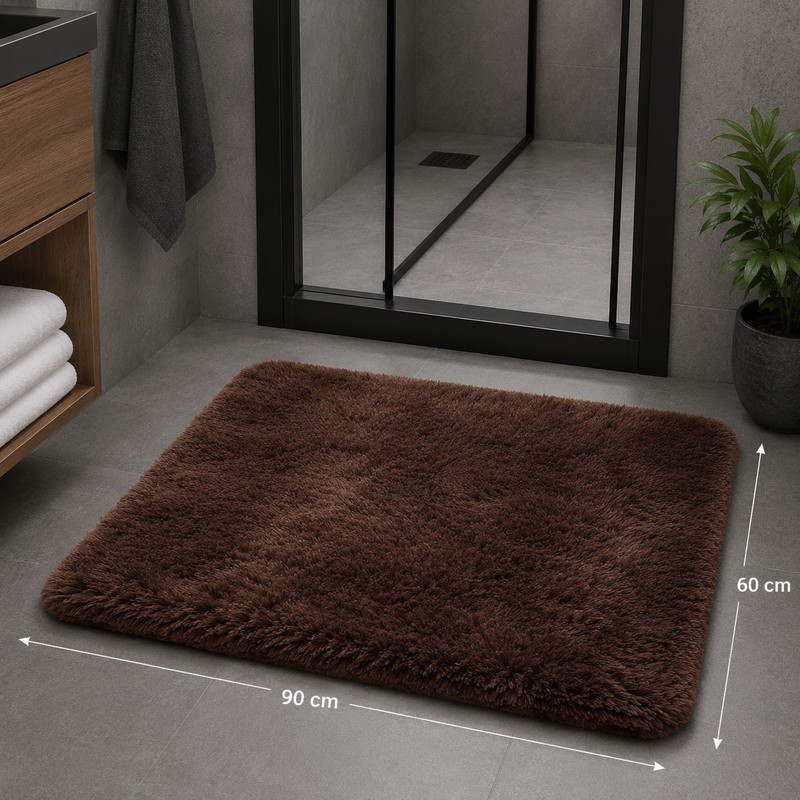 ARCADO – Tapis de salle de bain en peluche – Grand modèle – Marron