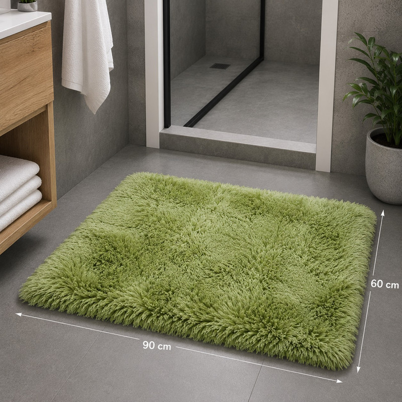 ARCADO – Tapis de salle de bain en peluche – Grand modèle – Vert Pistache