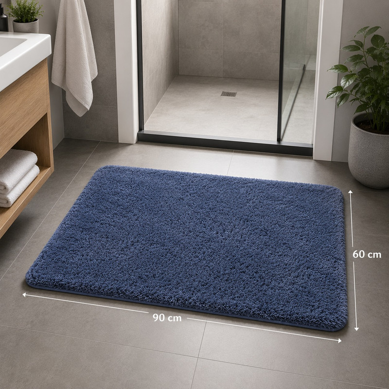 ARCADO – Tapis de salle de bain en peluche – Grand modèle – Gris