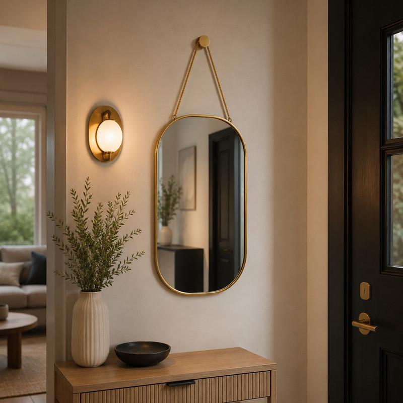 ARCADO – Miroir Suspendu Ovale 32X19cm – Doré
