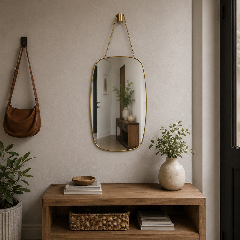 ARCADO – Miroir Suspendu Rectangulaire Arrondi 32X19cm – Doré