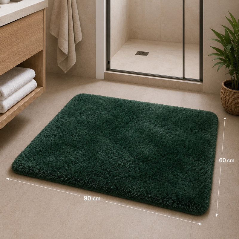 ARCADO – Tapis de salle de bain en peluche – Grand modèle – Vert