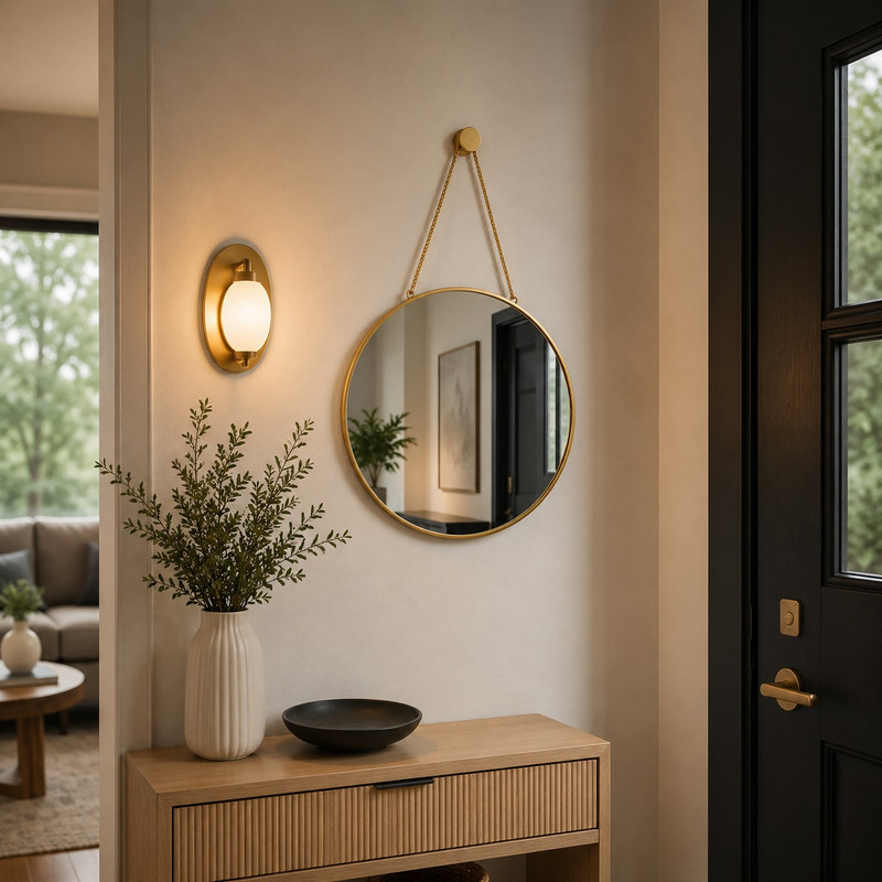 ARCADO – Miroir Suspendu Rond Ø 29 CM – Doré