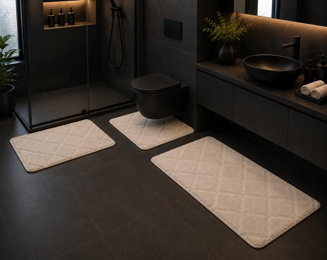 Bubbles – Tapis Salle Bain 3 Pièces – Beige